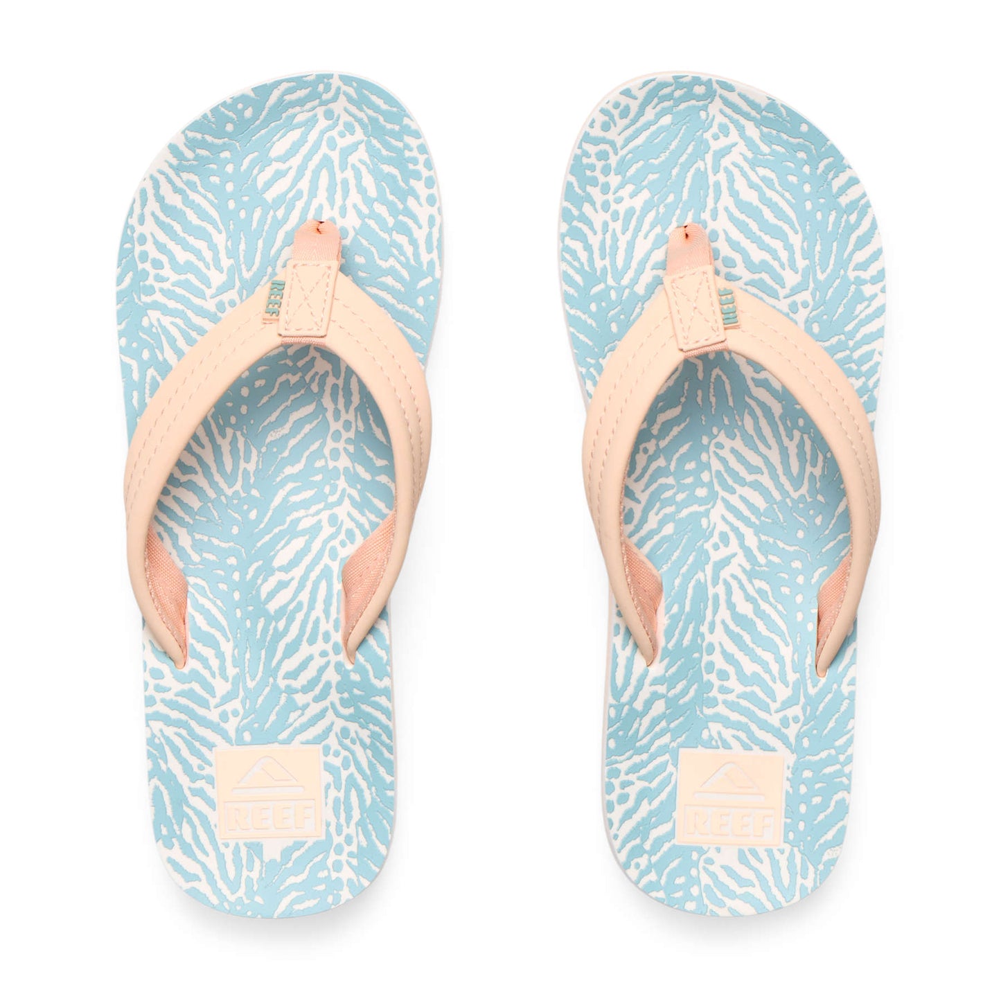 Reef Kids Ahi Peach/ Blue Animal Flip Flops