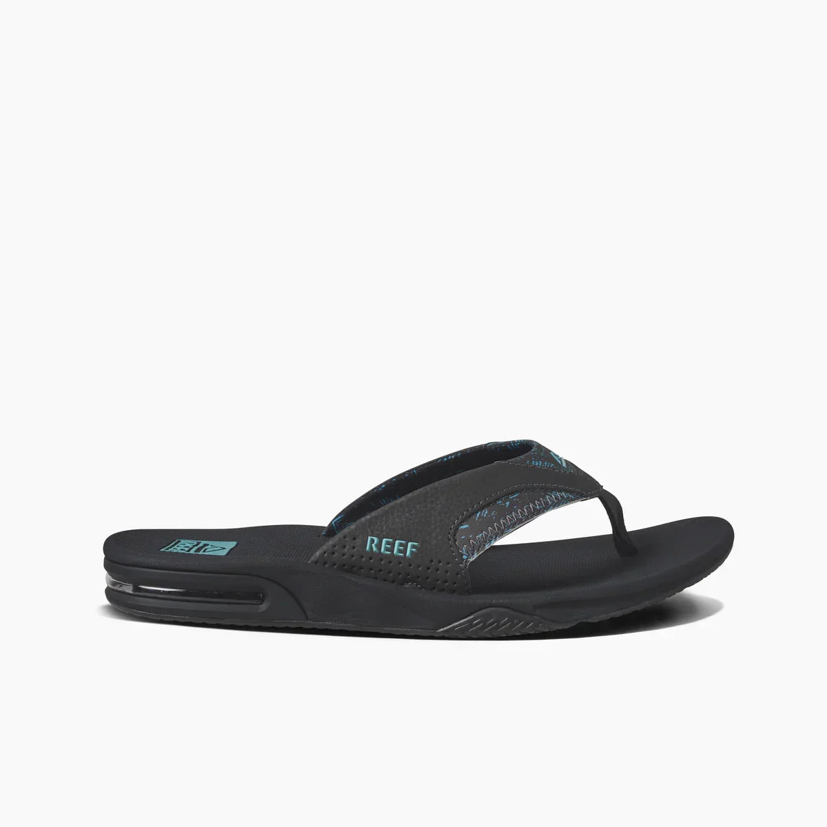 Reef Men's Fanning Flip Flops – Tan/Navy, Arch Support, Bottle Opener Sole