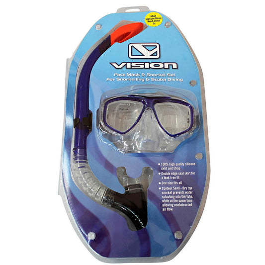 VISION Dive Adult Silicon Mask and Snorkel Set - Poole Harbour Watersports